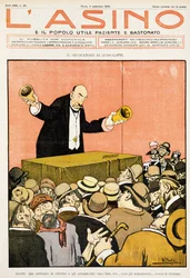 Shell-spiller, satirisk tegneserie dedikeret til Giovanni Giolitti (1842-1928), fra magasinet L