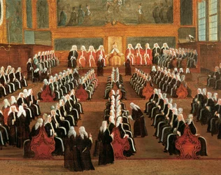 Board of Pregadi i Ducal Palace, af Gabriele Bella (1730-1799), Detail