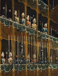 Frokost i San Benito Theatre, tilbudt af Doge til ære for nordprinserne, Venedig, af Gabriel Bella (1730-1799) Olie på lærred, detalje