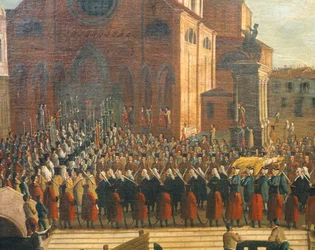 Dogens begravelse i kirken Santi Giovanni e Paolo, Gabriel Bella (1730-1799), olie på lærred.