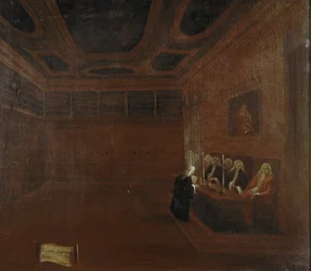 Højesteret for De Fyrre eller Råd for De Fyrre, detalje (Venedig, Højesteret i Quarantia. Detalje) - Maleri af Gabriele Bella (ca. 1730-1799). Venedig, Querini Stampalia Foundation