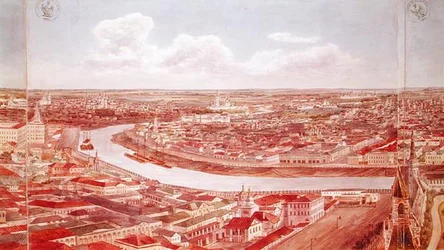 Panorama over Moskva, forestillende Moskva-floden, 1819 (wc på papir) (se 170139-170146)