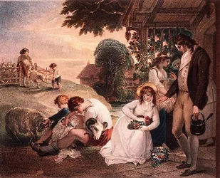 Landlig scene (print fra maleri af W.Hamilton)
