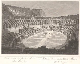 Inde i det flaviske amfiteater kaldet Colosseum