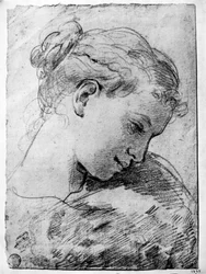 Studie af et pigehoved, 1700-tallet 1933.