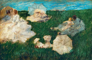 Kvinde med børn i haven, 1896,