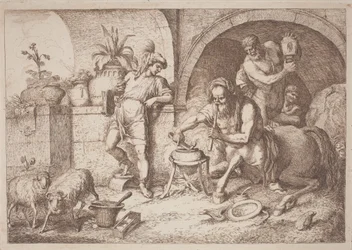 Chiron lærer Achilleus magi