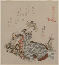 Courtesan Reading Beside a Potted Plum Tree, fra serien Seven Courtesans Compared to Daoist Immortals