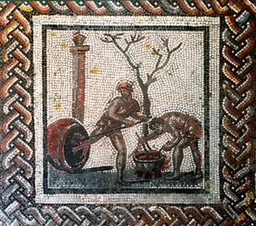 Jar poistering scene. (mosaik, slutning 2., begyndelsen af 3. århundrede)