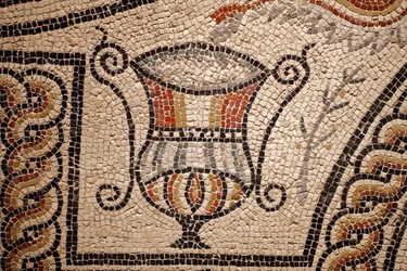Mosaik med fisk, detalje