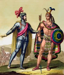 Mødet mellem Hernando Cortes og Montezuma II, Mexico, 1519 c1820-1839