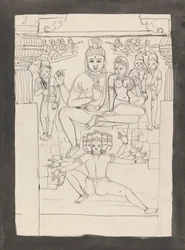 Endnu en repræsentation af historien om Mahadev græsgang og rund