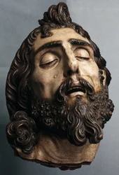 Hoved af Johannes Døberen (malet træ)