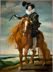 Rytterportræt af Don Diego Messia Felipe de Guzman, Marques de Leganes ... (maleri på lærred)