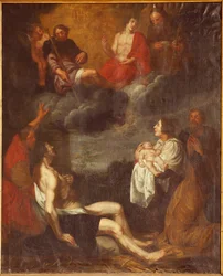 Sognekirke (Sint-Pieterskerk). Indre. Sydgang. Alteret. Maleri. Kristi fødsel. Attr. til G De Craeyer. 17. århundrede. (maleri)