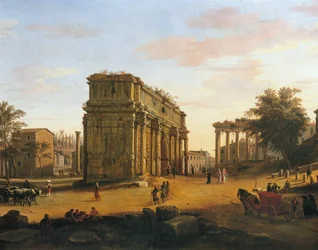 Septimius Severus’ bue i Rom, af Gaspar van Wittel (1652 eller 1653-1736), 565 x 9056 cm, detalje