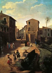 Udsigt over Tivoli, af Gaspar van Wittel (1652 eller 1653-1736), detalje