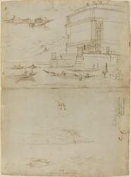 Studier af Lago Maggiore og og indgangen til et Palazzo