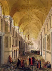 Haghia Sophia, plade 2: narthexen, indgraveret af Louis Haghe (1806-85) udgivet 1852
