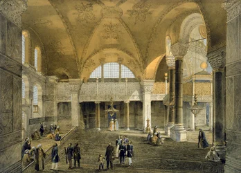 Haghia Sophia, billede 9: Det nye kejserlige galleri, graveret af Louis Haghe (1806-85), udgivet i 1852