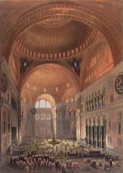 Interiør af Haghia Sophia, Konstantinopel, pub. 1852