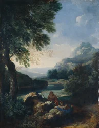 Landskab med hyrder, ca. 1660 (olie på lærred)