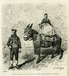 Andorra og Andorra. Gravering af G.Vuillier, til illustration af historien Le val d