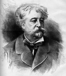 Portræt af Jules Noriac (1827-1882) fransk forfatter, kritiker og journalist. Indgravering af G. Vuillier i "" Le Monde Illustré"" nr. 1332 af 7. oktober
