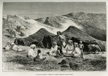 Min guides nezla (slægtning). Stik ved G. Vuillier til illustration af den algeriske Sahara af V. Largeau, 1874-1878, udgivet i Le Tour du monde under ledelse af Édouard Charton (1807-1890)
