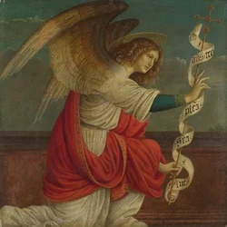 Panel med ærkeenglen Gabriel fra en altertavle: Bebudelsen, før 1511