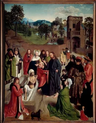 La Resurrection de Lazarus Maleri af Gerard de Saint-Jean (1460/1465-1488/1493) 15. århundrede søn. 1,27x0,97 m