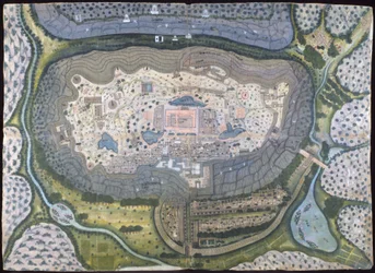 Befæstede by Ranthambhor, ca. 1810-18.