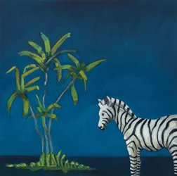 Zebra med palmetræ, 2019 (olie på lærred)