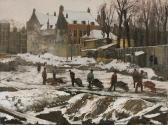 Byggeplads i Amsterdam, ca. 1902 (olie på stof)