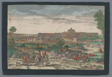 Udsigt over byen i Versailles-slottet Ansigtet til paladset og en del af byen Versailles (titel på objektet)