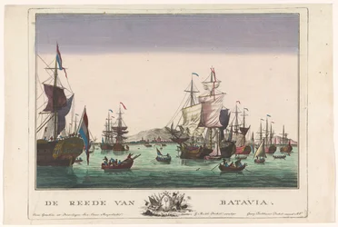Udsigt over havnen i Batavia Reden til Batavia (titel på objekt) Havneudsigt (serietitel)