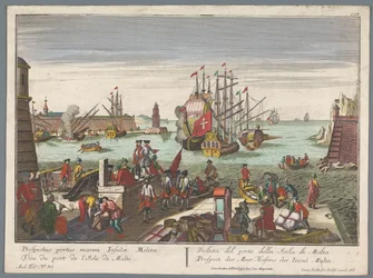 Udsigt over havnen på Malta Prospect des Meer Hafens der Insul Malta (titel på objekt) Havneudsigt (serietitel)