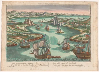 Udsigt over Dardanellerstrædet Prospect der Meer-Enge bey den Dardanellen (titel på objekt) Dardaneller (serietitel)
