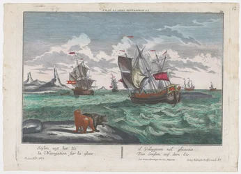 Udsigt over skibene, der sejler på ishavet Das Seeglen auf dem Eis (titel på objekt) Hvalfangst ud for Grønland (serietitel)