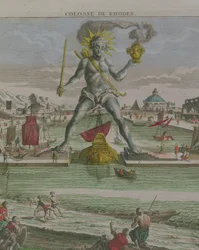 The Colossus of Rhodos, detalje af statuen, der skræver indgangen til havnen, graveringsdetalje af 87200