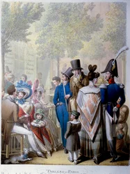 Boulevard des Italians, cafeen Hardy i Paris i det 19. århundrede. Litografi af tyskeren Georg Emanuel Opitz (1775-1841)