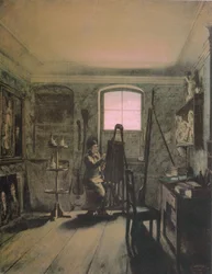 Tysk: Der Maler Gerhard von Kügelgen in seinem Atelier Maleren Gerhard von Kügelgen i sit atelier