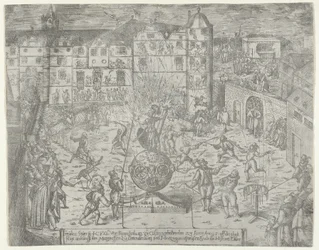 Fyrværkeri den 23. juni 1595 for indrejsen til Küstrin af Markgreven af Brandenburg og Du..., 1595.