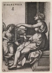 Dialectica, fra serien "De frie kunster", ca. 1541 (kobberstik)