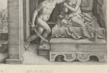 Sextus voldtager Lucretia under trussel om sværd Historier fra tidlig romersk historie (serietitel)