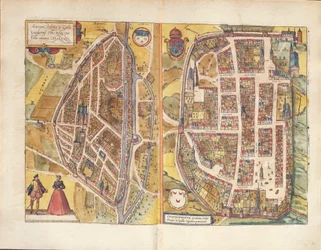 Kort over Chateaudun og Chartres, Frankrig, fra Civitates Orbis Terrarum af Georg Braun