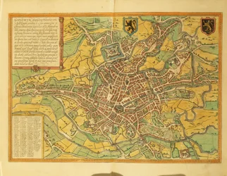 Kort over Gent, Gand fra verdensbyer af Georg Braun