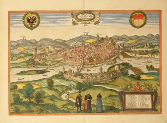Kort over Halle an der Saale fra Civitates Orbis Terrarum af Georg Braun