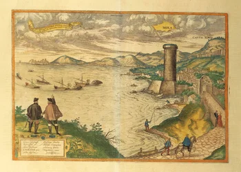 Kort over Mola di Bari, Apulien-regionen fra World Cities af Georg Braun