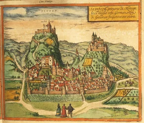 Kort over Sion fra Cities of the World af Georg Braun
